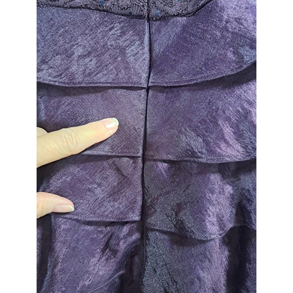 R & M Richards Women's 8 Purple Beaded Formal Tiered Ruffle Dress Gown w/Jacket - Picture 5 of 12